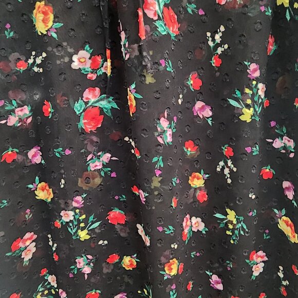 Banana Republic Black Floral Sheer Dot Dress Overlay - Size Large - Picture 4 of 5